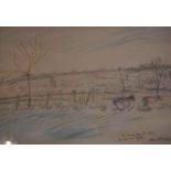 Enslin Du Plessis (South African 1894-1978) "Winter Landscape" Pastel Drawing, signed and dated 1953