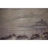 Ivan Lindsay (20th century) "Castle in Coastal Scene" Oil on Canvas, signed and dated 87 to lower