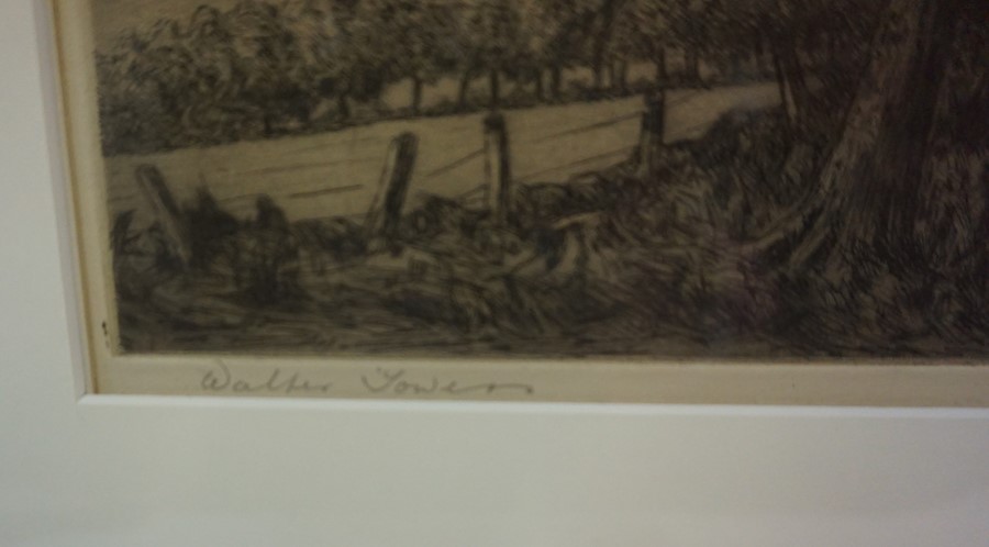 Walter Towers (Scottish) "Tweed Valley" Etching, signed in pencil to lower left, 22cm x 16.5cm, - Image 3 of 3