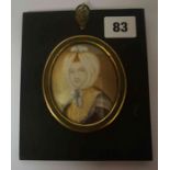 A Portrait Miniature of the Duchess of Hamilton, circa 19th century, 7.5cm x 6cm, in an ebonised