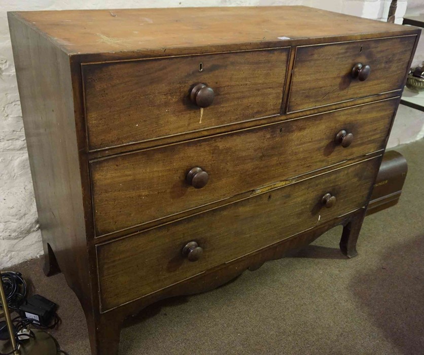 A Georgian Chest of Drawers Base, Having two small drawers above two long drawers, 104cm high, 127cm - Image 2 of 5