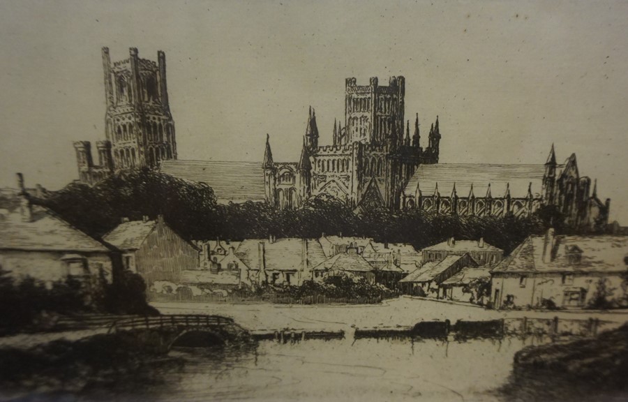 Peter..... (British) "Ely Cathedral" Etching, signed indistinctly in pencil to lower right, 13.5cm x