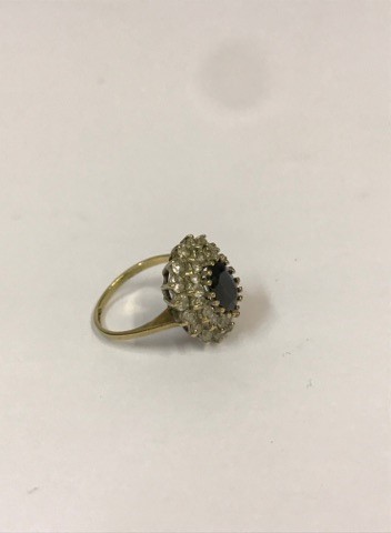 A 9ct Yellow Gold Sapphire and Diamond Style Cluster Ring, Overall weight 3.2 grams. Size K. - Image 2 of 6