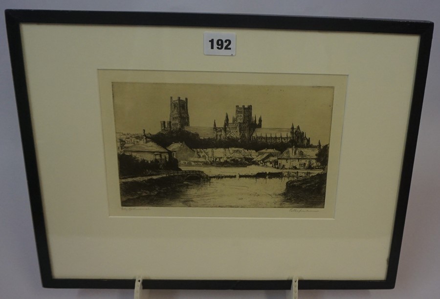 Peter..... (British) "Ely Cathedral" Etching, signed indistinctly in pencil to lower right, 13.5cm x - Image 2 of 4