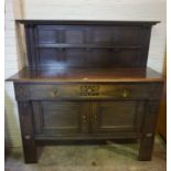 Oak Dresser / Sideboard, circa 1930s, Having a shelved back, above a single drawer and two