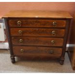 William IV Mahogany Inlaid Chest of Drawers, Having four graduated drawers with brass ring