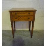 Victorian Satinwood Work Table, Having two drawers, raised on turned legs, 73cm high, 56cm wide,