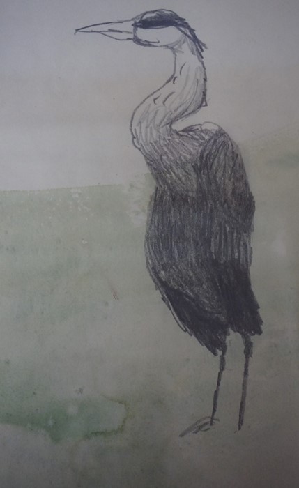 Mary Newcomb (Born 1972) "The Heron" Watercolour and Pencil, 26cm x 14cm, initialled MN to lower - Image 4 of 19