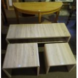 A Mixed Lot of Modern Furniture, Comprising of a demi lune side table, three matching coffee /