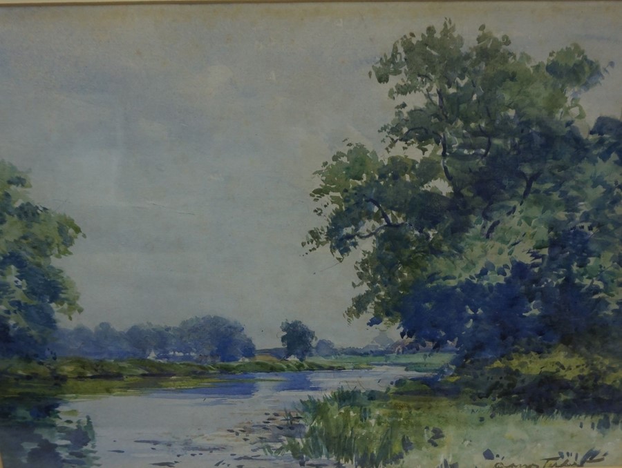 Henderson Tarbet "Country River Scene" Watercolour, signed lower right, 24cm x 34cm, framed