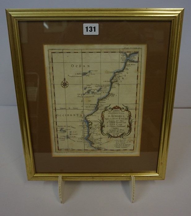 Antique Hand Coloured Map of African Coast, 25cm x 19.5cm, framed - Image 2 of 2