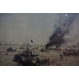 Terence Cuneo "HQ 7th Armoured Brigade at Sidi Rezegh 21st November 1941" Signed Military Print,