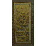 Chinese Silk Panel, Depicting one hundred children, on a gold coloured silk ground, 56.5cm x 23.5cm,