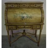 Georgian Style Painted Writing Bureau, (20th century) Having three drawers above a fall front,