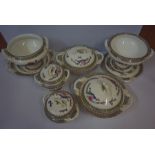 A Part Late Victorian Dinner Set by Royal Worcester, Comprising of mainly tureens, decorated with