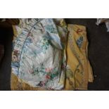 A Mixed Lot of Assorted Curtains, Also with a wooden curtain pole, (a lot)