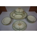 A Part Late Victorian Pottery Dinner Set by Copeland, to include meat platter, tureen, soup bowls,