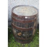 Whisky Metal Bound Wooden Barrel, 87cm high, 55cm diameter