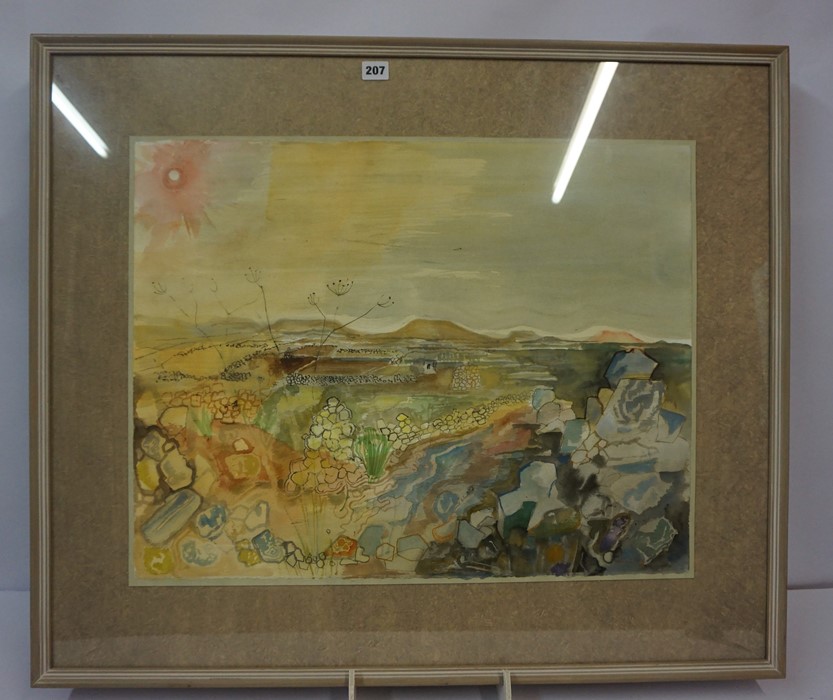 Michael Chase "Evening Light Above Sannat" Watercolour, signed lower right, 51cm x 66cm, titled - Image 2 of 3