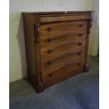 Victorian Mahogany Column Chest of Drawers, Having a drawer above five graduated drawers with turned