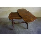 Victorian Figured Walnut Card Table, Having a swivel top enclosing a green felt lined interior,