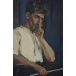 John B Smith "Portrait of a Male" Oil on Canvas, 76cm x 63cm, Unsigned, stamped John B Smith for