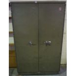 A Large Vintage Metal Safe Cabinet, Stamped Ingersoll to handle, Having two doors, 187cm high, 120cm