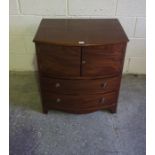 Georgian Mahogany Bow Front Bedside Commode Cabinet, Having two doors above two drawers, 73cm