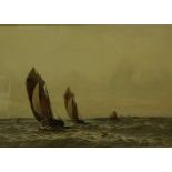 British School (19th century) "Boats at Rough Sea" Signed indistinctly and dated 1900 lower right,
