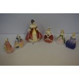 Six Porcelain Figures by Royal Doulton, Comprising of Southern Belle HN 2229, Dinky Do HN 1678,