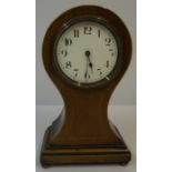 Edwardian Mahogany Drum Shaped Mantel Clock, Having a white enamel dial with Arabic numerals, 23cm