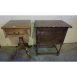 A Mixed Lot of Occasional Furniture, to include an oak sewing cabinet, work table, walnut cabinet,