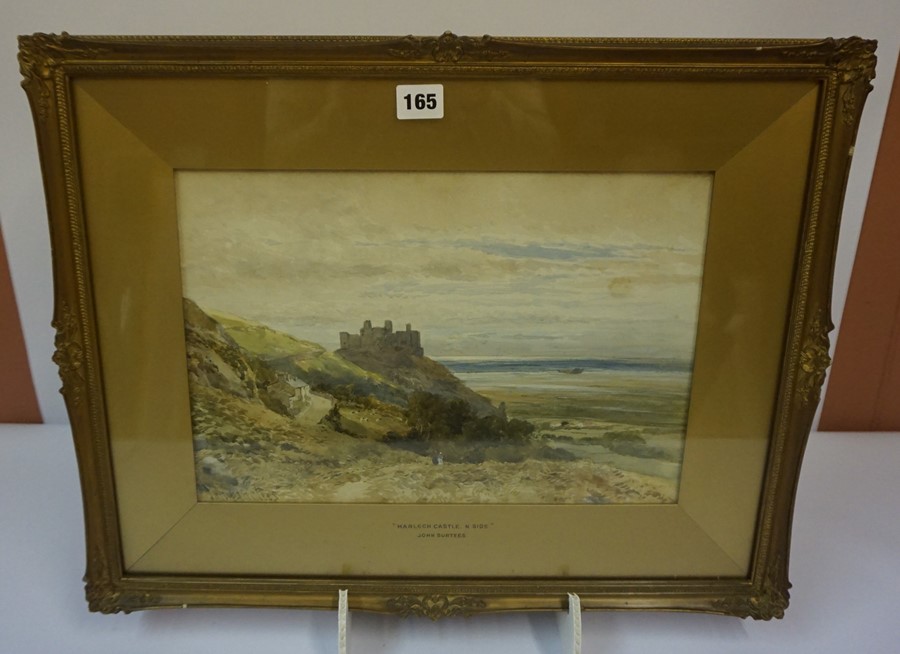 John Surtees (British 1817-1915) "Harlech Castle N. Side" Watercolour, signed lower left, 26cm x - Image 2 of 5