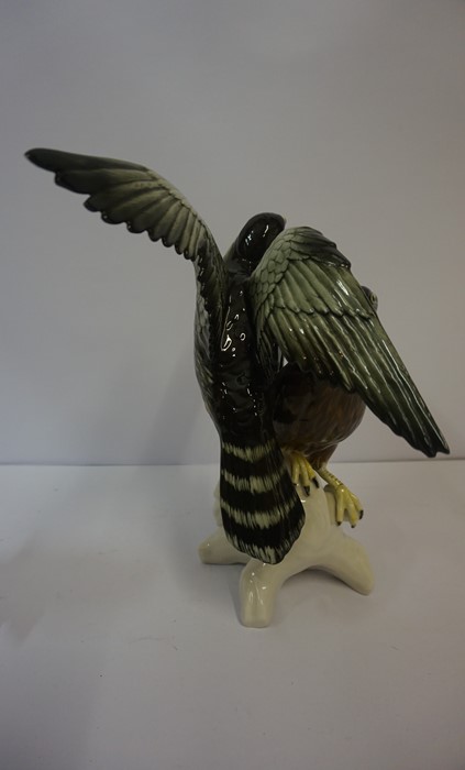 Continental Porcelain Bird of Prey Figure Group by Carl Ens, Modelled as two birds perched on a - Image 4 of 8