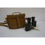 A Pair of WWII Field Binoculars by Kershaw & Son, No 3, mark II, with a fitted leather case
