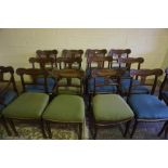 Thirteen Matching Victorian Scottish Mahogany Dining Chairs, Comprising of twelve side chairs and