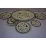 A Part Victorian Nine Piece Pottery Dinner Set by Apollo, to include meat platter, sauce tureen