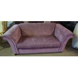 Modern Purple Velour Two Seater Sofa, 68cm high, 177cm wide