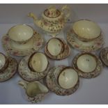 Victorian Rockingham Style Lustre China Tea Set, to include tea pot, biscuit plates, saucers and