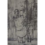 Sander (Contemporary) "Mother with Children" Charcoal, signed Sander 63 to lower right, 42cm x 33cm,