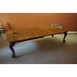 Chippendale Style Oak Extending Dining Table, circa early 20th century, Having two pairs of