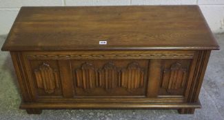 Oak Blanket Box, Having a hinged top, 46cm high, 96cm wide