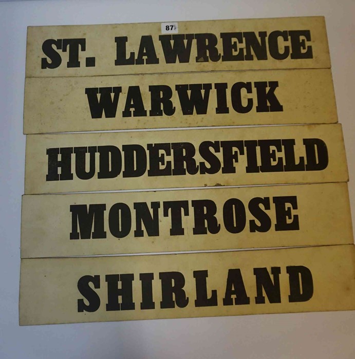 A Quantity of Vintage Bus Destination Blinds, to include destinations Huddersfield and Montrose, (