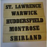 A Quantity of Vintage Bus Destination Blinds, to include destinations Huddersfield and Montrose, (