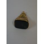 9ct Gold Fob with Blood Stone Agate, Overall weight 6.2 grams