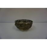 Chinese Pierced Silver Bowl by Wang Hing of Hong Kong, (Late Qing Dynasty) raised on a circular