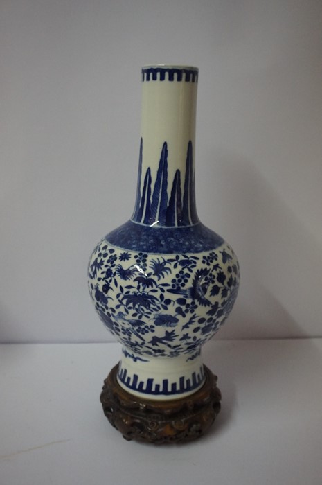 Chinese Blue and White Vase, (Qing Dynasty) With six character marks for Kangxi to underside, Having