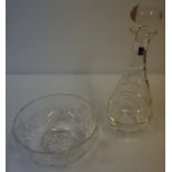A Crystal Decanter with Stopper by Gleneagles Crystal, 35cm high, also with a crystal bowl, (2)