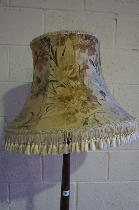 Vintage Stained Wood Floor Lamp, with shade, 147cm high, fitted for electricity - Image 3 of 4