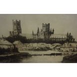 Peter..... (British) "Ely Cathedral" Etching, signed indistinctly in pencil to lower right, 13.5cm x